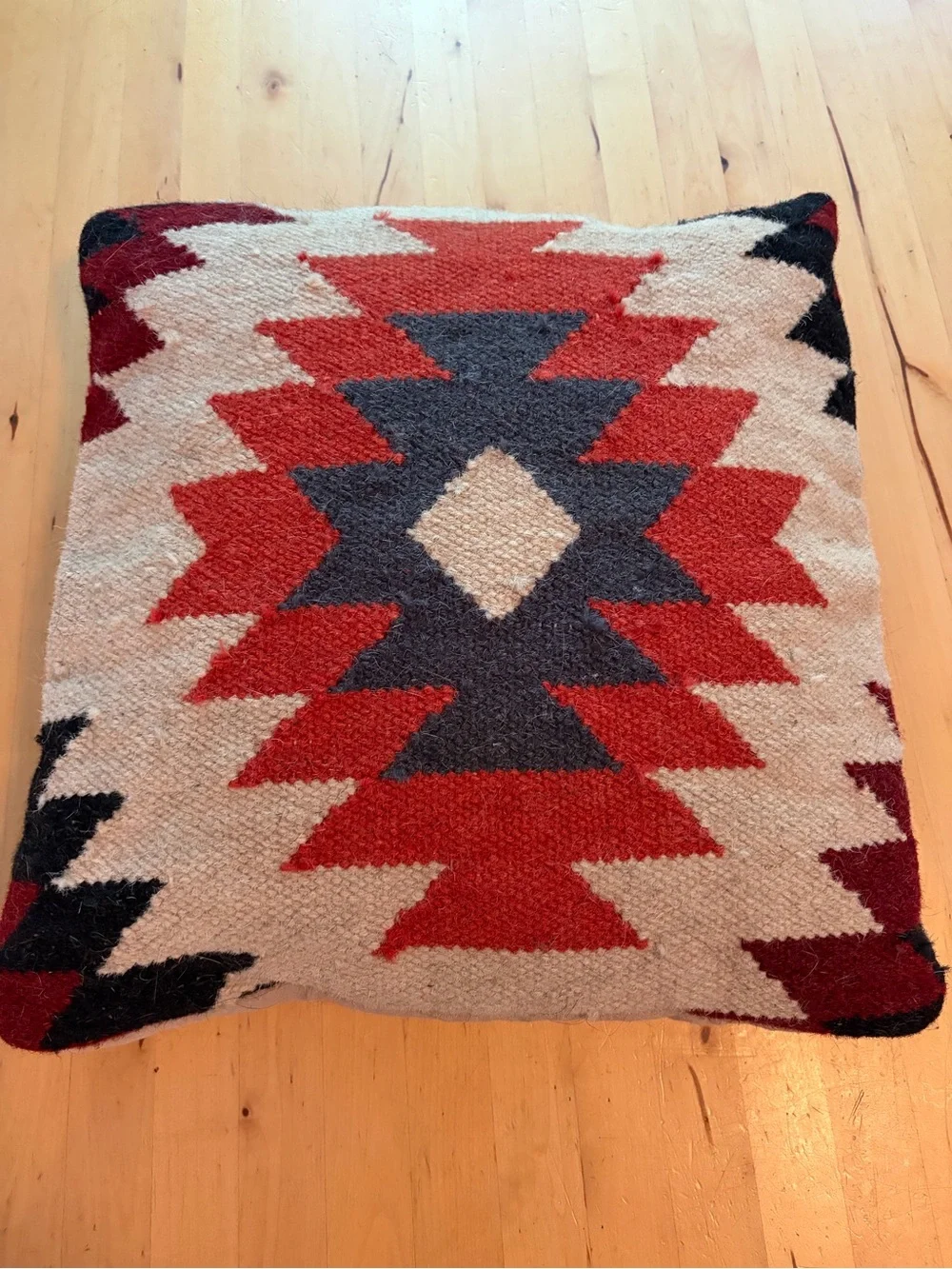 Southwestern Geometric Woven Pillow Cover in Red, Navy & Cream